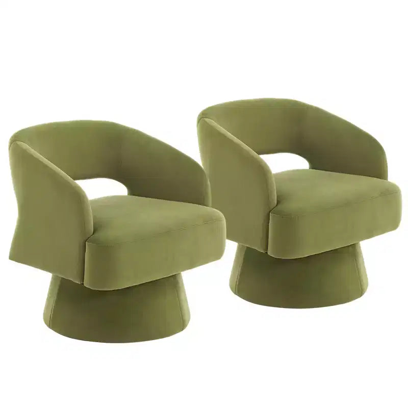 Fauteuil pivotant - Fauteuil moderne rembourré avec dossier rayé et rembourrage moelleux, chaise longue ronde pour salon, chambre à coucher (1 pièce)