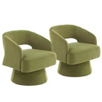 Fauteuil pivotant - Fauteuil moderne rembourré avec dossier rayé et rembourrage moelleux, chaise longue ronde pour salon, chambre à coucher (1 pièce)