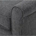 Causeuse, 50 po, Tissu lisse en polyester capitonné gris, Bois brun naturel