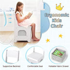 Meuble-lavabo d'angle 2-en-1 pour enfants avec lumières, étagères ouvertes et miroir éclairé