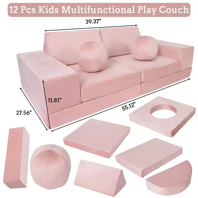 Canapé pour enfants 12 pièces, canapé de jeu modulaire pour enfants pour stimuler la créativité, canapé modulable, mobilier de chambre et de salle de jeux pour tout-petits, pour dormir et lire