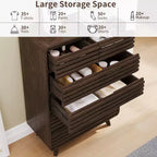 Commode haute SOLACE FURNITURE à 6 tiroirs, commodes avec grille et design incurvé