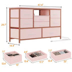 Commode à 8 tiroirs pour chambre à coucher, commode avec bacs en tissu, meuble TV pour téléviseurs jusqu'à 55 pouces, commode de rangement en tissu pour couloir