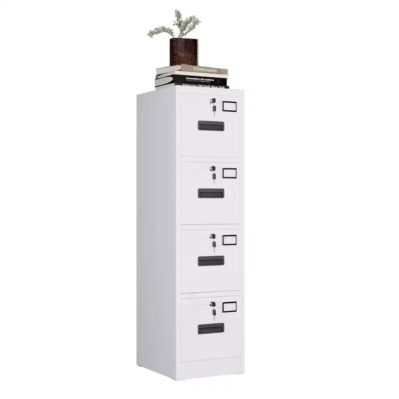CuisinSmart Classeur métallique à 4 tiroirs avec serrures indépendantes, classeur vertical en acier robuste, tiroirs verrouillables pour la maison, le bureau et l'école