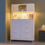 Commode de chambre, commode en tissu à 12 tiroirs, étagères ouvertes, plateau en bois et cadre en métal pour chambre à coucher, couloir ou salon