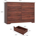 Commode en bois avec 6 tiroirs, commode de rangement longue, meuble de rangement moderne, pour chambre à coucher, salon
