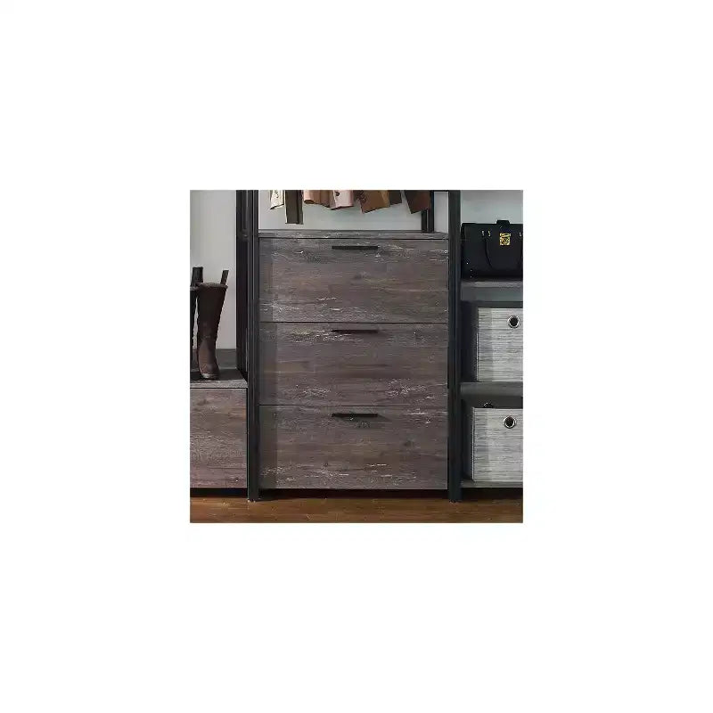 Système de placard HomeStock 77,7 po (H) x 143 po (L) en bois composite noir pour rangement universel avec bacs de rangement