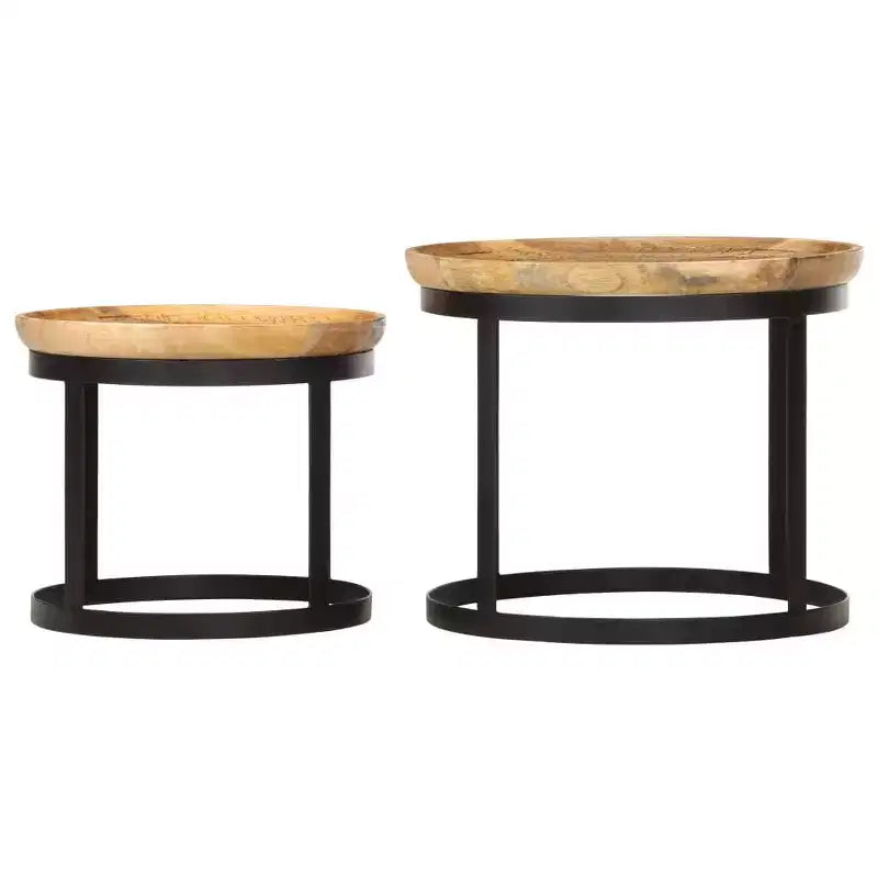 vidaXL Table d'appoint Bois de manguier massif et acier laqué marron et noir