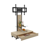 Meuble TV pour téléviseurs de 32 à 75 pouces, Chariot TV mobile à hauteur réglable avec tiroir et roulettes pour salon, chambre, bureaux -ModernLuxe