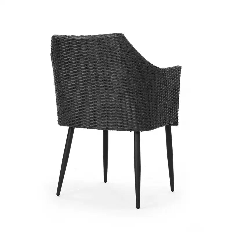 Chaises de salle à manger d'extérieur, ensemble de 2 chaises de salle à manger de patio, fauteuils en rotin PE tout temps, chaises de patio en osier avec cadre en fer robuste pour balcon