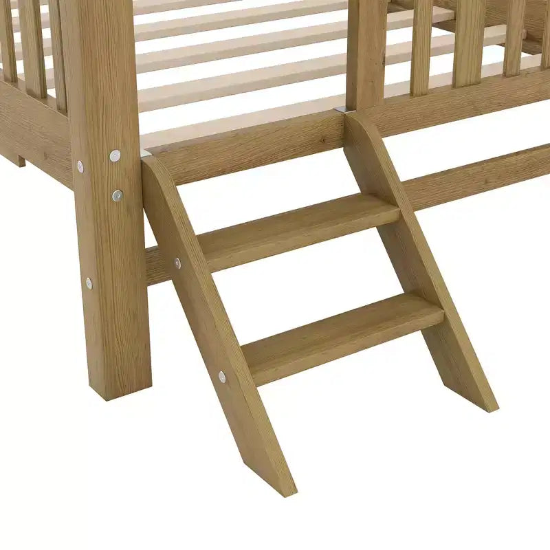 Cadre de lit double avec lit gigogne et garde-corps, lit plateforme bas avec escalier pour garçons et filles