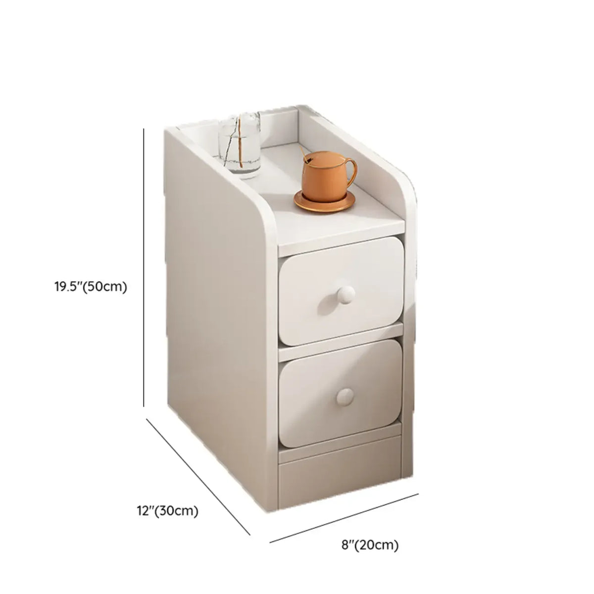 Table de chevet simple en bois naturel blanc à 2 tiroirs
