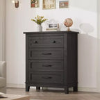 GustoWave Commode 4 tiroirs pour chambre à coucher, commode verticale haute de 88,4 cm avec grand rangement, commode en bois autoportante pour chambre à coucher, salon