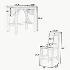 Ensemble de salle à manger 3 pièces en bois à hauteur de comptoir avec rallonge pliable
