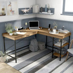 Bureau d'ordinateur d'angle en métal de 59 pouces Haley Farmhouse avec ports USB par Furniture of America