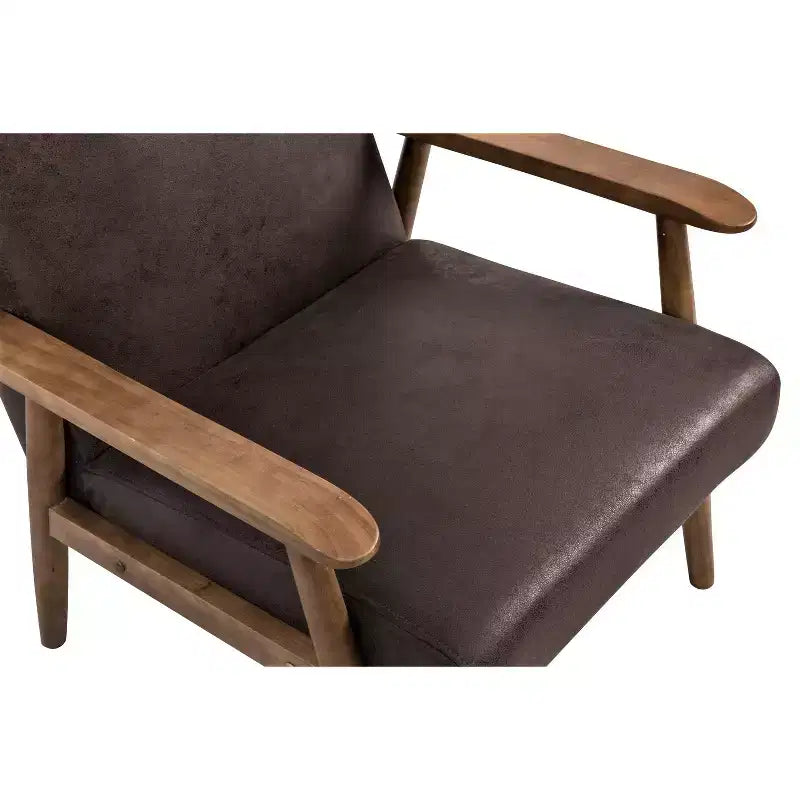 Fauteuil d'appoint Okak 25.38 W avec revêtement confortable, fauteuil de lecture en bois massif de style Mid-Century pour salon, chambre à coucher, salle d'attente