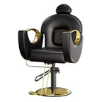 Fauteuil de barbier pivotant à 360°, Fauteuil de coiffeur avec pompe hydraulique robuste, appui-tête réglable et dossier inclinable, Fauteuil de salon inclinable