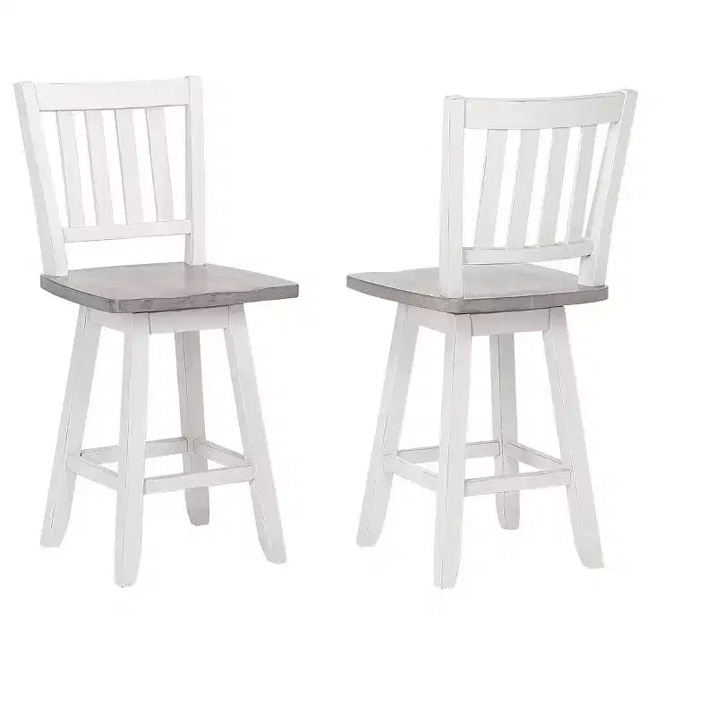 Tabouret de comptoir pivotant Kings Brand Furniture Gwinn, lot de 2, gris/blanc délavé