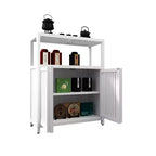 MAYEERTY Grand meuble de rangement en bambou blanc pour salle de bain et salon avec étagères 1 pièce