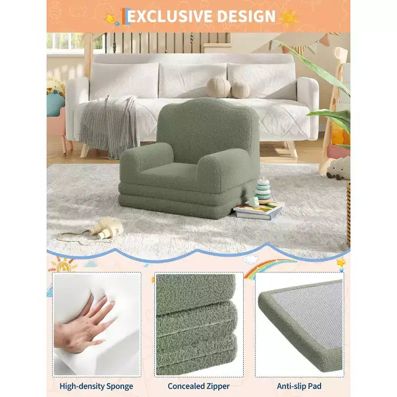 Canapé et fauteuil pour enfants 2-en-1 – Sofa en mousse pliable pour tout-petits