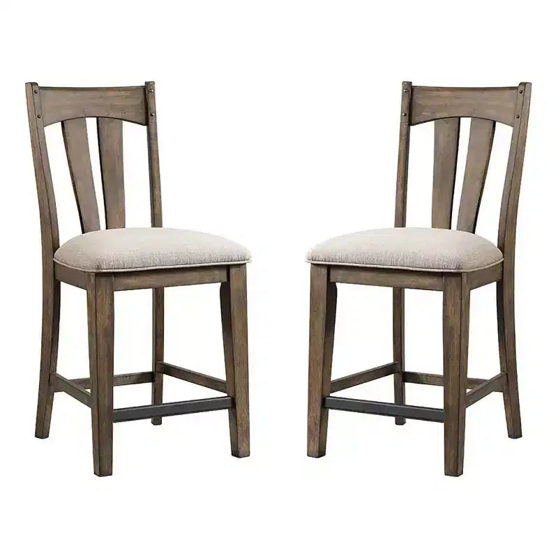 Lot de 2 tabourets de bar hauteur comptoir 24 po Splat Back Whiskey River avec siège coussiné gris poudre - Intercon