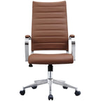 Chaise de bureau moderne haute avec dossier haut, en similicuir PU, pivotante, inclinable, réglable, avec coussin, modèle de designer, pour dirigeant