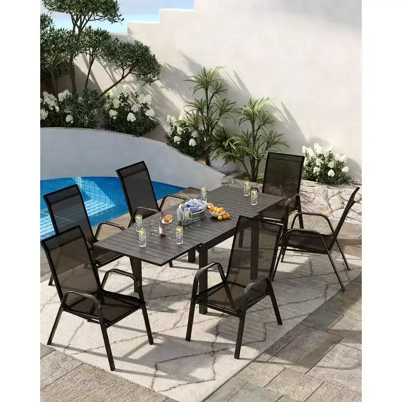Lot de 4 chaises de terrasse GustoWave, chaises de salle à manger empilables d'extérieur toutes saisons, meubles de jardin respirants pour le jardin