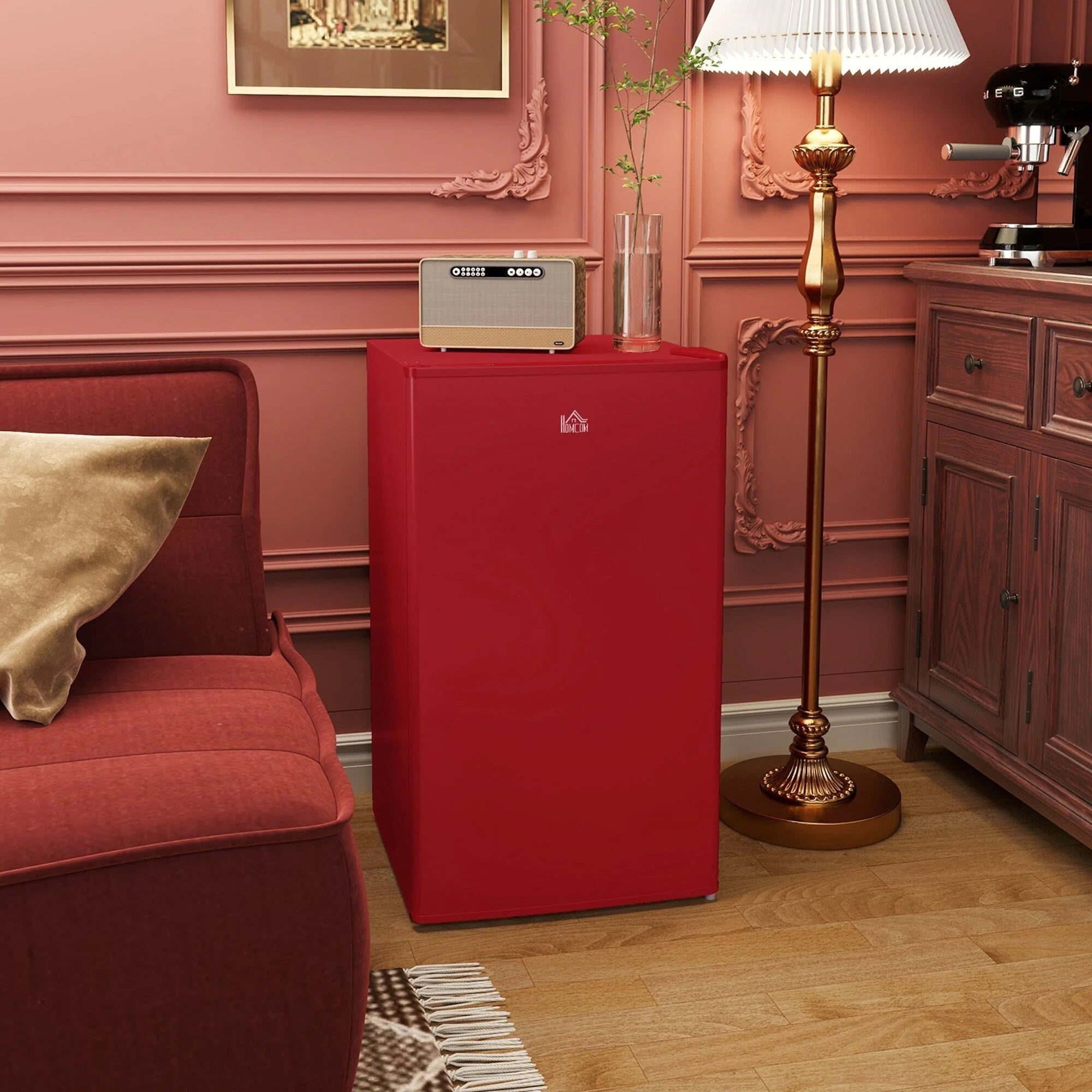 HOMCOM Mini-réfrigérateur de 90,6 L avec congélateur, Réfrigérateur compact à porte unique avec thermostat réglable pour chambre