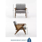 Fauteuil d'appoint moderne en lin, fauteuil de lecture rembourré avec dossier, fauteuil simple, fauteuil d'appoint avec pieds en bois pour salon ou chambre à coucher