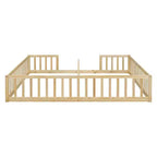 Lit double Bellemave avec barrières de sécurité, en pin et bois composite, naturel et gris, sûr, robuste, peu encombrant, assemblage facile pour enfants