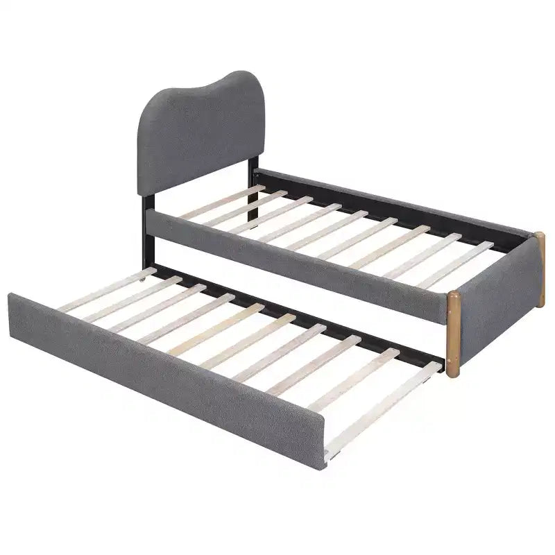 Cadre de lit plateforme rembourré pleine/double avec lit gigogne double – HABITRIO