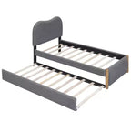 Cadre de lit plateforme rembourré pleine/double avec lit gigogne double – HABITRIO