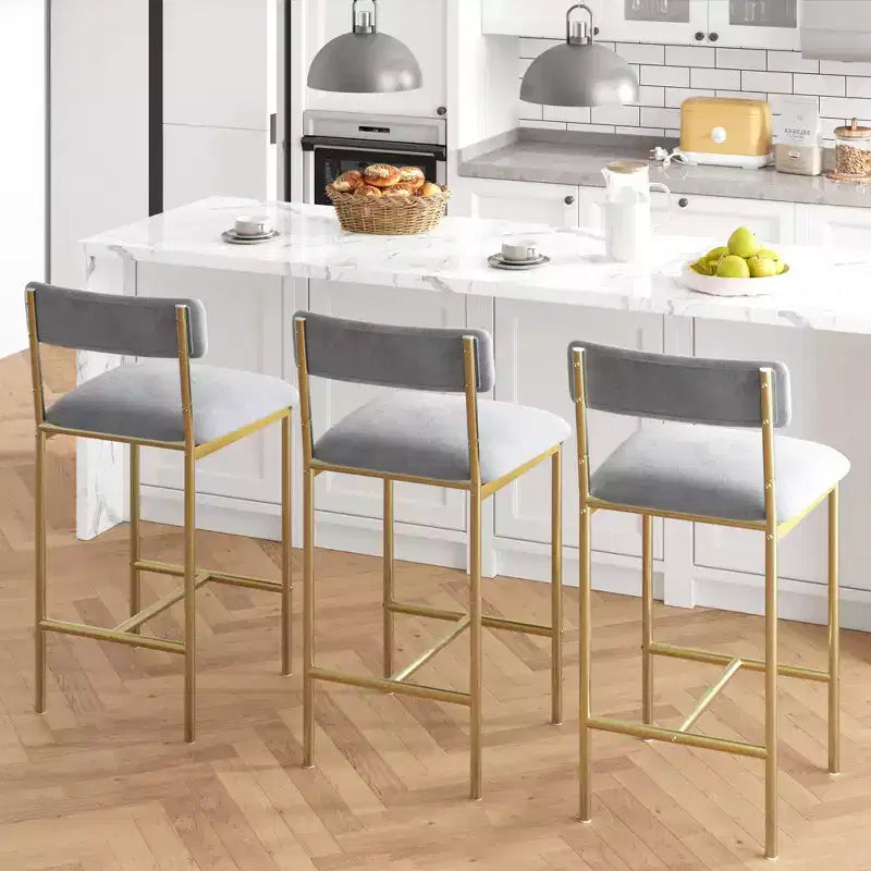 Lot de 4 tabourets de bar modernes – Tabourets de comptoir confortables avec dossier et repose-pieds, siège extra-large, pour îlots de cuisine et salles à manger, montage facile