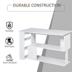 Bureau d'angle en L rotatif à 360° HOMCOM : Blanc, avec étagères de rangement