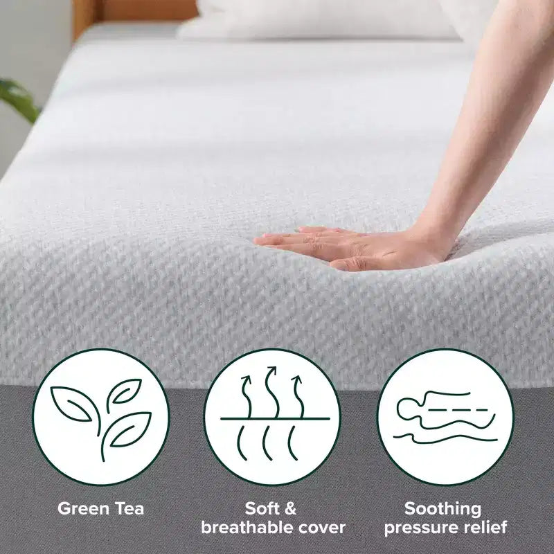 Matelas en mousse à mémoire de forme Zinus Ultima RV 8 pouces, Short Queen, sans fibre de verre, fermeté moyenne, mousse à mémoire de forme respirante, mousses et tissus certifiés sûrs
