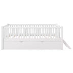 Cadre de lit double avec lit gigogne et garde-corps, lit plateforme bas avec escalier pour garçons et filles