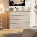 Commode double COZONY 51 po de large à 8 tiroirs – Grande commode horizontale avec tiroirs profonds et plateau large pour chambre, dressing, salon et couloir