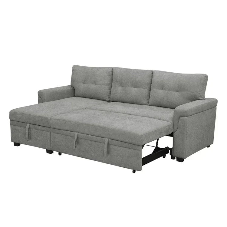 Canapé d'angle réversible convertible avec lit gigogne, méridienne de rangement et pieds durables