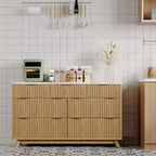 Commode moderne cannelée à 7 tiroirs, meuble de rangement de style Mid-century, organiseur de rangement en bois pour chambre à coucher, salon