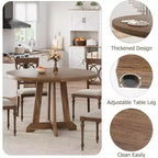 Table à manger ronde pour 4 personnes, table de cuisine en bois de 119 cm avec pieds à tenons, table circulaire, table de salle à manger, cuisine