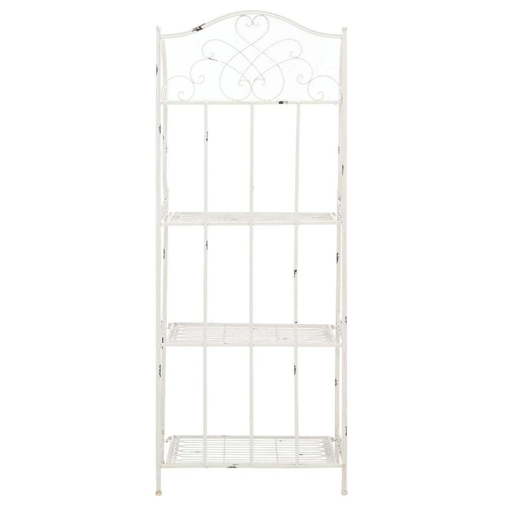 SAFAVIEH Bryn Étagère de boulanger d'extérieur victorienne en fer forgé à 4 niveaux - 63,5 cm l x 38,1 cm P x 160 cm H - 25L x 15P x 63H