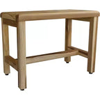 Banc de douche d'extérieur compact rectangulaire en teck avec étagère HomeRoots, finition naturelle