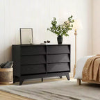 Commode à 6 tiroirs pour chambre à coucher, commode moderne de 120 cm, meuble TV en bois, armoire de rangement pour placard ou salon, noir