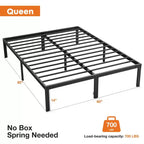 Cadre de lit en métal robuste Alvantor avec support à lattes en acier – Pas besoin de sommier tapissier, 12 po de rangement sous le lit, assemblage rapide, capacité de 300 lb (grand lit)
