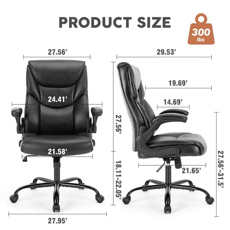 Chaise de bureau ergonomique TUYOHW avec accoudoirs relevables réglables, chaise d'ordinateur pivotante avec soutien lombaire et base en métal, chaise Criss Cross pour la maison