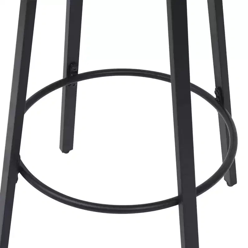 MAYEERTY Lot de 2 tabourets de bar sans dossier hauteur comptoir, PVC tressé, repose-pieds rond, utilisation intérieure/extérieure Noir Blanc Crème