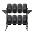 Support à pneus, capacité de 227 kg, support de rangement de pneus roulant réglable avec 2 étagères et 4 roulettes pivotantes pour garage, pneus de VUS et de camions, noir