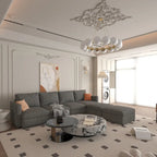 Canapé d'angle modulable 4 places en U gris 123 avec poufs de rangement