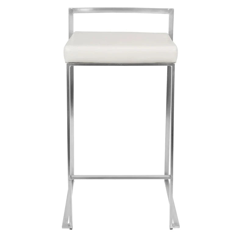 Tabouret de comptoir Silver Orchid Forrest en acier inoxydable empilable et entièrement soudé (lot de 2)