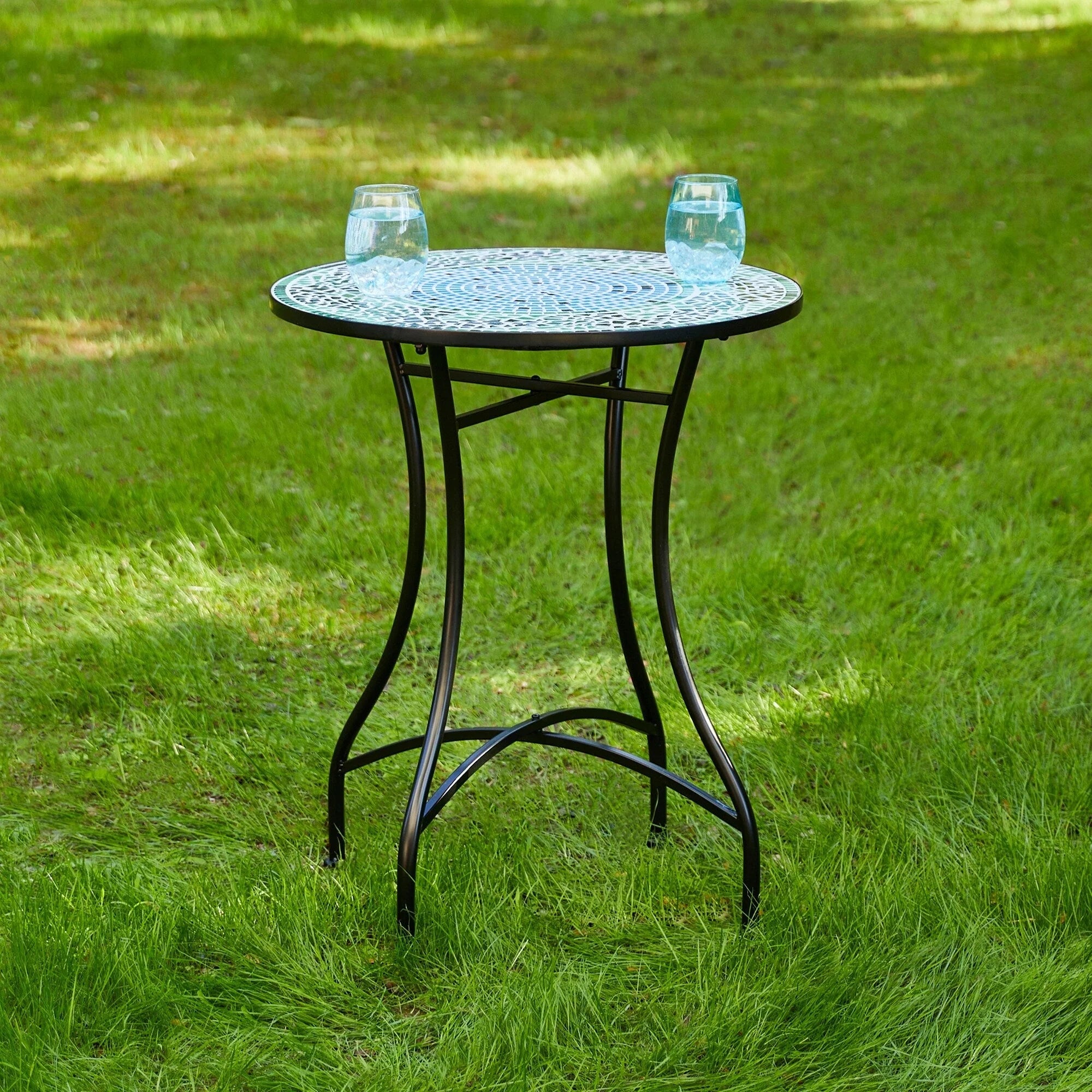Ensemble bistrot pliant en métal Glitzhome pour extérieur, 3 pièces, table et chaises de patio
